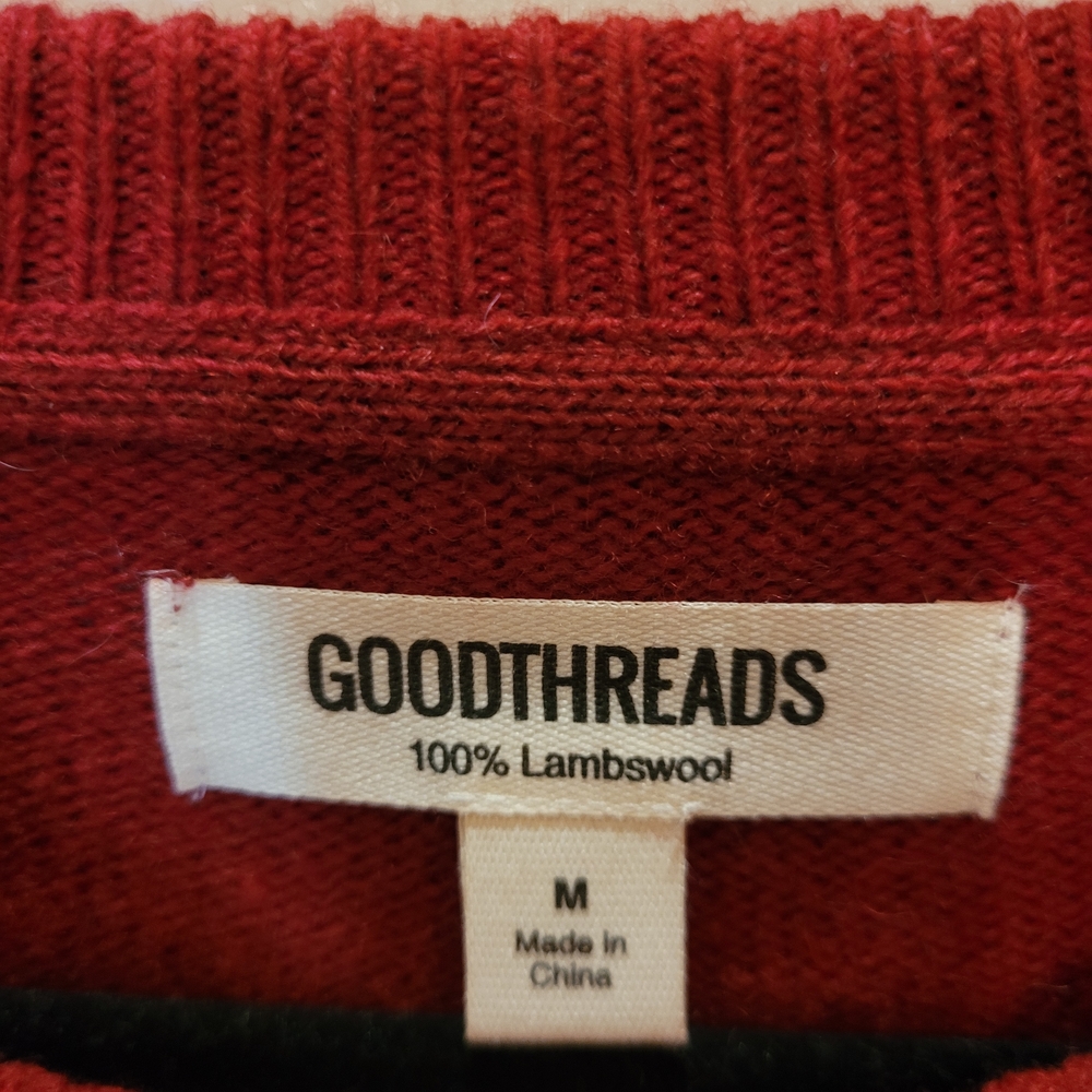 Goodthreads Men's Crewneck Sweater in Deep Red 100% Lambswool-Sz M - Picture 2 of 8